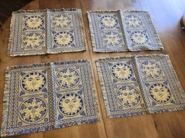 4 Placemats Beautiful Vintage Yellow Astrology Faced UNUSED Woven Fringe... - $15.00