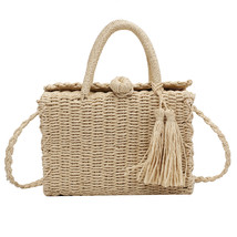 Shoulder Messenger Bag For Women Fashion Straw Solid Color New Summer Beach Desi - £23.34 GBP