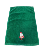 Winter Wonderland Green Hand Tea Towel Santa w Gift   11x18 in - $7.40