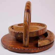 Rosewood Signature Collapsible Trivet Basket 2 Compartments Hand Carved ... - $13.08