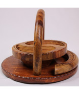 Rosewood Signature Collapsible Trivet Basket 2 Compartments Hand Carved ... - $13.08