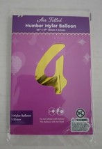 1 Pcs 26&quot; Gold Number 4 Foil Balloon Four Year Decoration Happy Birthday... - $10.34