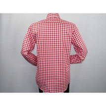 Men Oscar Banks All Cotton Shirt English Spread Collar Plaid Checker 5949 Red image 5