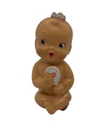 Vintage Sitting Baby Girl Mirror &amp; Lipstick Rubber Toy Cute Collectible - $529.62 MXN