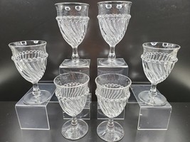 6 Westmoreland Swirl &amp; Ball Clear Water Goblet Set Vintage Glass Mid Century Lot - £69.33 GBP