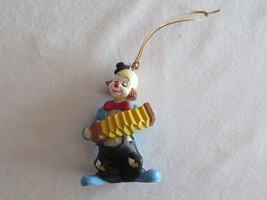 Vintage Clown Christmas Ornament Playing Accordion Plastic Instrument ~3&quot; Hobo - £7.53 GBP