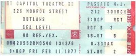 Vintage Outlaws Mare Level Ticket Stub Febbraio 11 1977 Capitol Theatre Nj - $49.48