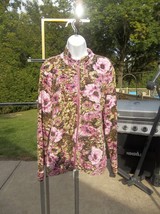 Zenergy Chico&#39;s Pink Velour Floral Jacket 2 - £15.45 GBP