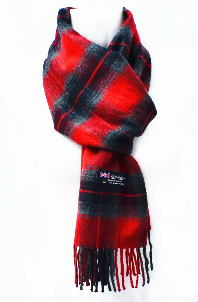 Mens Womens Winter Warm 100% CASHMERE Scarf Scarves Plaid Wool red gray - £10.20 GBP