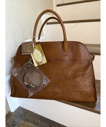 Pratesi Firenze Italian Real Leather Brown Double Handle Handbag Crossbo... - $246.94 CAD