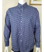 Egara Dress Shirt Mens Size 17 34/35 Pink Indigo Floral Stretch Cotton S... - $19.18