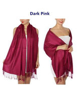 Dark Pink - 2Ply Scarf 78X28 LONG Solid Silk Pashmina Cashmere Shawl Wrap - £14.25 GBP