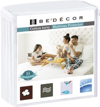 Bedecor Queen Mattress Protector Waterproof Protection Soft Cotton Terry Top - £28.52 GBP