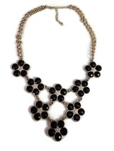1928 Black White Beaded Geometric Swirl Spear Silver Tone Pendant Necklace - $31.87