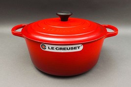 Le Creuset France #28 Red Enamel Cast Iron Round Dutch Oven Casserole With Lid - £361.44 GBP