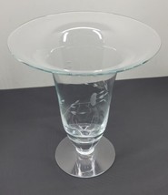 Vtg Princess House Heritage Etched Crystal Glass Large Hurricane Flower Vase - £54.30 GBP