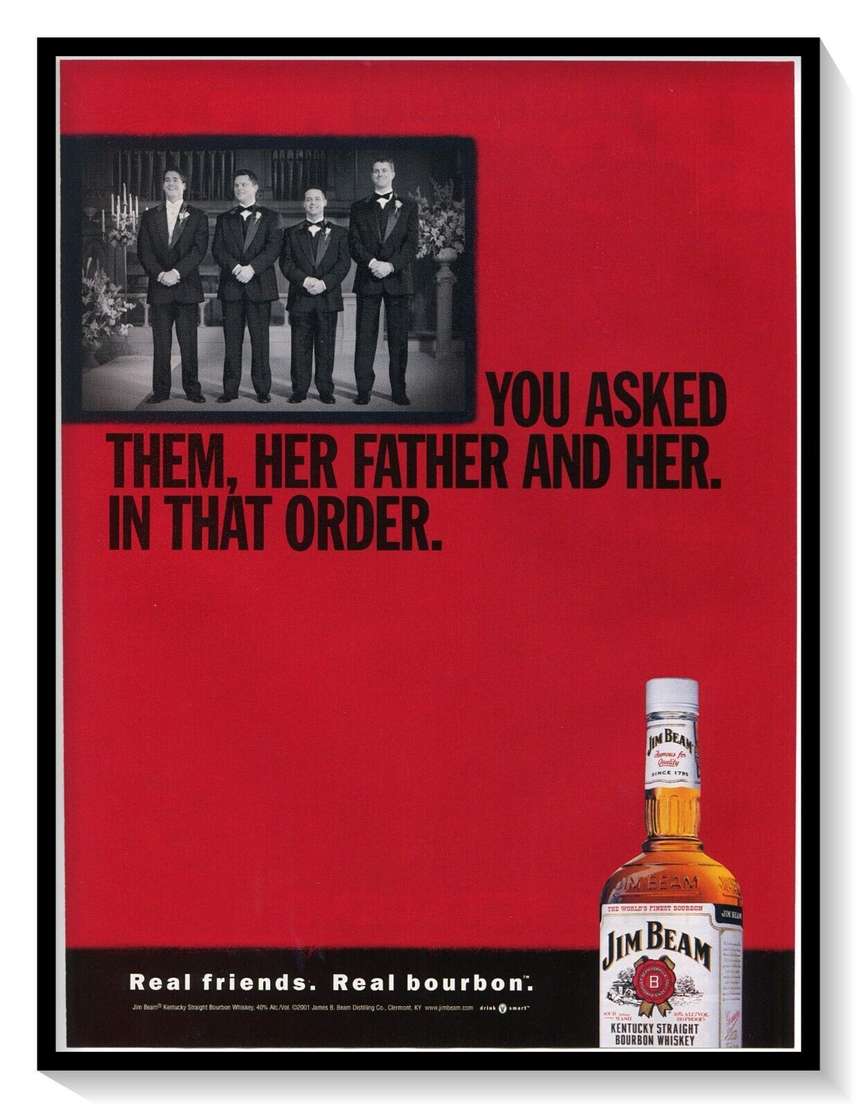 Jim Beam Kentucky Bourbon Whiskey Real Friends Vintage 2002 Print Magazine Ad - $9.70