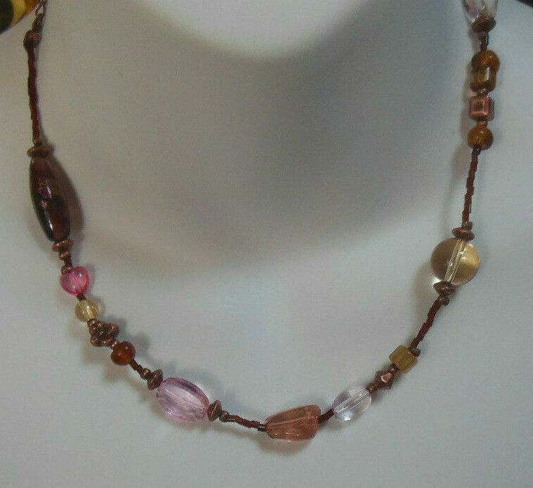 Lia Sophia  Pink, Purple, Brown Glass/Bead Necklace - $9.41