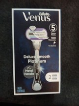 Gillette Venus Deluxe Smooth Platinum 5 Blade Razor 1 Metal Handle(L23) - £9.10 GBP