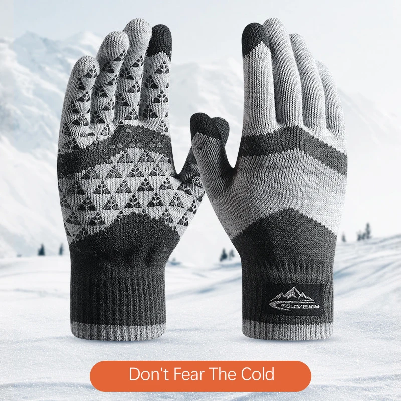 Sporting Winter Knit Gloves Men Women Fashion Warm Fleece Cycling Personality Wi - £23.90 GBP