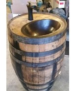 16&quot; Oval Copper Bathroom, Wine &amp; Whiskey Barrel Sink In Aged Copper Patina - £132.87 GBP