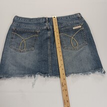 Calvin Klein Jeans ZJ29V5769 Women's Blue Denim Frayed Mini Skirt Sz 13 Waist 34 image 6
