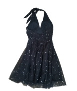 Adrianna Papell Boutique Black Tulle Sparkling Confetti Halter Dress Size 4 - $100.02 CAD