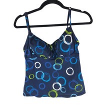 Caribbean Joe Tankini Top Molded Cups Geometric Circles Navy Blue 10 - £5.50 GBP