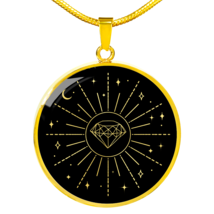 Sacred Geometry Diamond Sun Circle Necklace Stainless Steel or 18k Gold 18-22&quot; - £33.38 GBP+