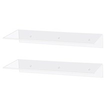17 Inch Contemporary Clear Acrylic Floating Shelves - 5 Mm Thickess Wall Mounted - £33.80 GBP
