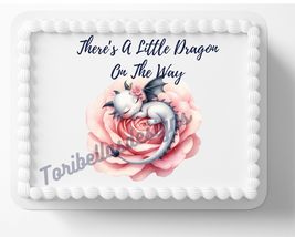 Pink Rose Baby Dragon Edible Image Year Of Dragon Baby Shower Edible Bir... - $16.47