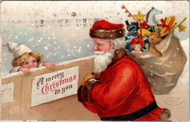 Santa Christmas Ellen Clapsaddle Child Toy Sack 1907 Gold Road AZ  Postcard X17 - £7.17 GBP