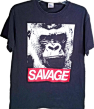 Savage T Shirt Gorilla Ape Men&#39;s T-Shirt Size Medium Black Graphic Logo Tee - £13.07 GBP