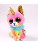 Ty Beanie Boos YIPS Pink And Yellow Unicorn Chihuahua Dog Plush Toy 6&quot; C... - £6.58 GBP