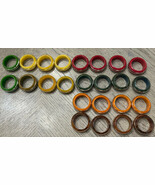 Vtg Phenolic Napkin Rings Set Of 24 Multicolor Silver Stripe Germany “Ba... - $296.01