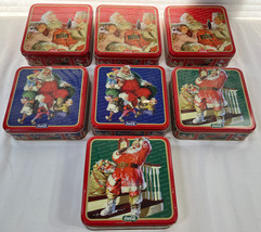 Lot OF 7 Coca-Cola Vintage Style Rectangle Tin Lidded Box Christmas - £30.88 GBP