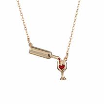 Fashion Women Rhinestone Bottle Heart Necklace Wine Glass Necklace Pendant Cryst - £7.46 GBP+