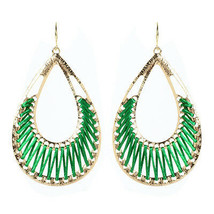 Amrita Singh Gold Green Silk Crosby Street Dangle Earrings ERC 1509 NWT  - £12.91 GBP