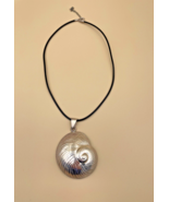 Sterling Silver 925 Mexico Pendant Seashell Shape Necklace with Leather ... - $94.00