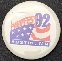 Farmfest 92 Austin Minnesota USA Flag 1992 90s Pin Button Pinback - £9.47 GBP