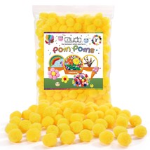 200Pcs Yellow Pom Poms, 1 Inch Rainbow Craft Pom Pom Soft And Fuzzy Balls For Di - £12.86 GBP