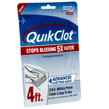 QuikClot Advanced Clotting Gauze - 3&quot; x 4&#39; - £37.91 GBP
