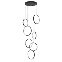 7-Lights Dimmable Integrated LED Black Modern Chandelier for Stairs Living Room - £92.77 GBP