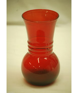 Old Vintage Royal Ruby Red Art Glass Flared Vase by Anchor Hocking 6-3/8... - £11.66 GBP