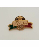ITALY Souvenir Lapel Hat Vest Pin ITALIA CREST Red Green Goldtone Pinchback - €14,45 EUR
