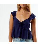 PAC Sun LA Hearts Keyhole Linen Babydoll Top - $18.81