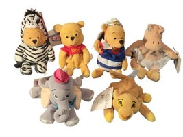 Disney Store Winnie The Poohs Dumbo Simba Hippo Fantasia Bean Bag Plush Lot of 6 - £27.78 GBP
