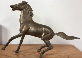 Vtg Solid Brass Hollywood Regency Metal Horse Figurine Statue Sculpture 8.25&quot; - £62.72 GBP