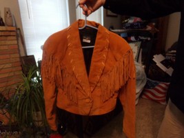 SPLIT PIG SKIN FRINGED LADIES 5/6  JACKET AND SKIRT FOR FRONTIER WEAR OR... - $173.25