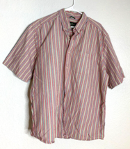 Eddie Bauer Mens Size XL Short Sleeve Button Up Shirt Top Striped Red Bl... - $14.84